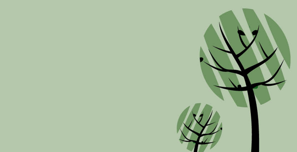 Ilustración de dos árboles estilizados con ramas delgadas sobre un fondo simple.