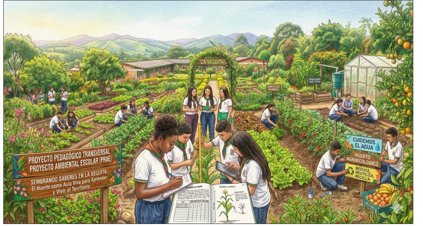 imagen de un sembradio con estudiantes